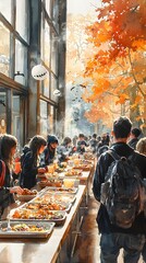 Vintage Scene of People Enjoying a Meal Together