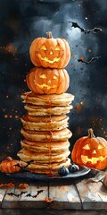 "Vintage Stack of Colorful Pancakes at Night"