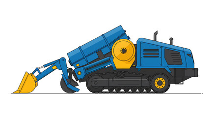 Naklejka premium Heavy Equipment Illustration Blue and Yellow Construction Machine Icon
