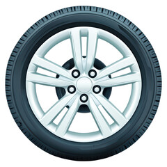 Fototapeta premium Modern Car Wheel with Tire on White Background isolated on transparent background.