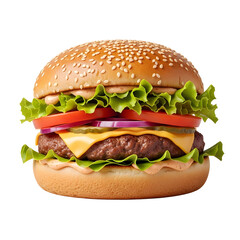 Delicious Classic Cheeseburger Sandwich with Toppings.