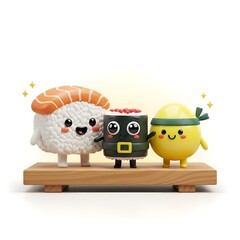 Naklejka premium 3D Sushi Family