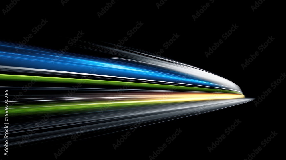Poster abstract design with multiple colored light streaks.