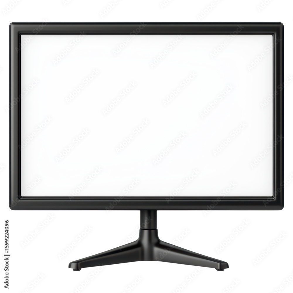 Poster modern computer monitor with blank screen for display use isolated on transparent background.