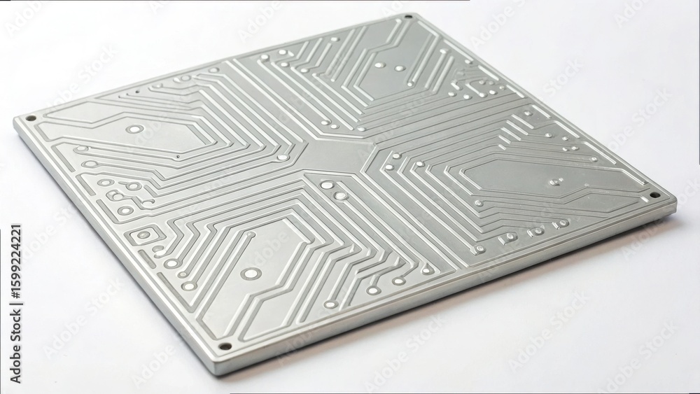 Poster silver circuit board inspired design with cris lines and patterns