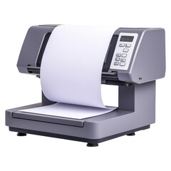 Modern Office Printer with Blank Paper Ready for Use isolated on transparent background.