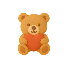 Fototapeta premium 3D Teddy Bear with Heart Icon - Set of 3D Valentine's Day Icons