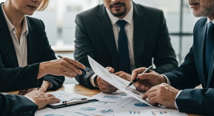Business team reviewing documents