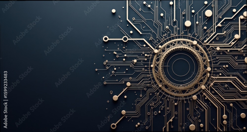 Poster abstract fractal circuit design on matte surface for digital art