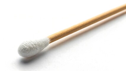 Cotton swab closeup on white background for hygiene concept
