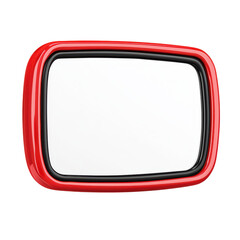 Bright Red Vintage Rectangular Mirror with Black Frame isolated on transparent background.