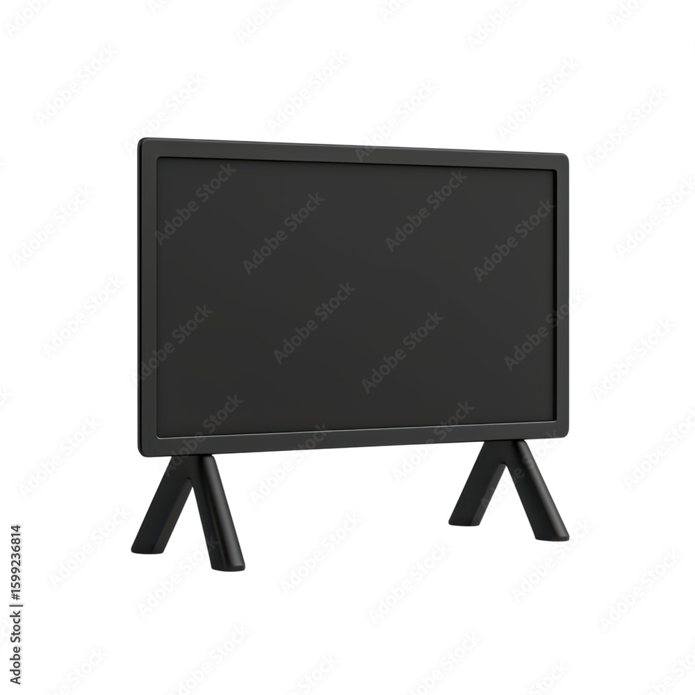 Poster minimalist black tabletop display frame for marketing use isolated on transparent background.