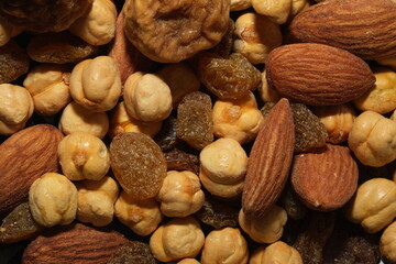 Earthy Mix of Nuts and Raisins in a Textured Medley