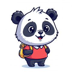 Naklejka premium panda student ready to be back to school