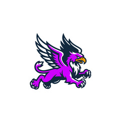 Obraz premium Purple Flying Griffin Mythical Beast Vector