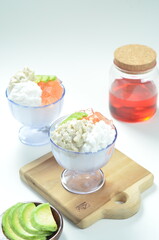 Ice coconut kopyor durian, a refreshing drink that combines the freshness of ice kopyor with the sweet and distinctive taste of durian fruit