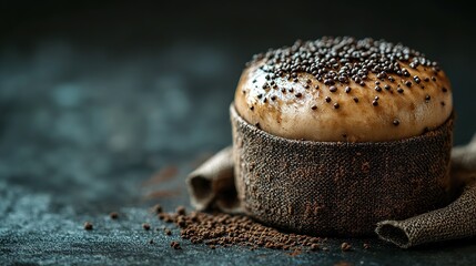 Chocolate studded bread in a rustic basket.