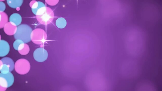 Abstract purple background with vibrant pink blue bokeh lights and sparkling star effects ideal for festive celebrations events intros and elegant digital anima