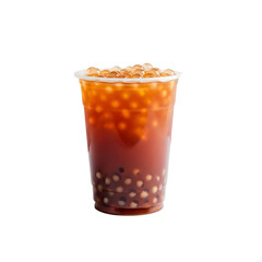 Brown Boba Tea in Plastic Cup.