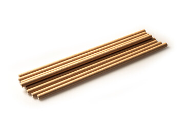 Brown pepper drink straws isolated on white background.
