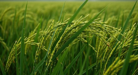 Lush rice paddy field
