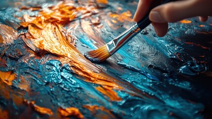 Obraz premium Artist applying paint to canvas