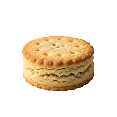 Round golden-brown biscuit with indented holes.