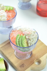 Ice coconut kopyor durian, a refreshing drink that combines the freshness of ice kopyor with the sweet and distinctive taste of durian fruit