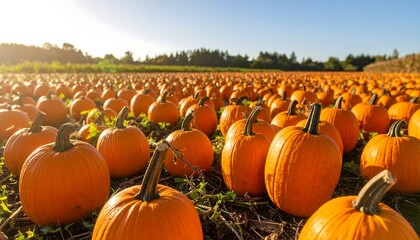 Pumpkin patch at sunset