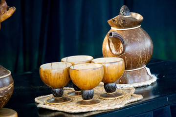 Crafts made from coconut shells. An effort to reduce waste.
