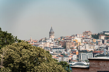 Galata Tower as seen from Topkepi palace in Istanbul, Turkey