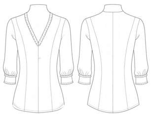 Blouse technical drawing isolated on transparent background