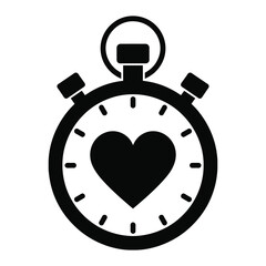Obraz premium Minimalist Stopwatch Icon with Heartbeat Symbol for Health Monitoring
