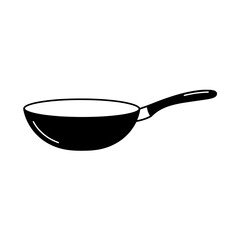 Wok Pan Isolated: A minimalist and detailed illustration of a wok pan, a symbol of culinary skill and kitchen preparation, perfect for culinary projects.