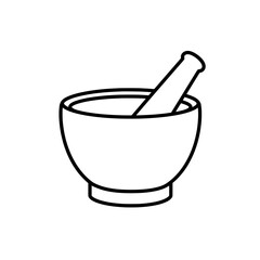 Mortar and Pestle Icon: A classic mortar and pestle illustration, perfect for showcasing tradition and timelessness. Ideal for a range of medical and culinary related projects.