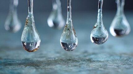 Close-up of water droplets hanging in the air.