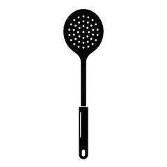 Elegant Kitchen Utensil: A sleek, minimalist silhouette of a kitchen skimmer, ready for a culinary adventure.