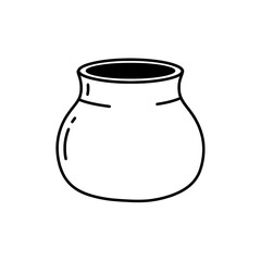 Simple Pot Silhouette: A minimalist outline of a classic ceramic pot, embodying simplicity and functionality. Featuring clean lines, and a timeless design.