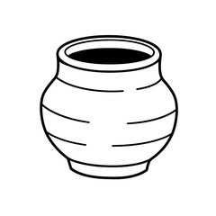 Ceramic Pottery Illustration: A minimalist illustration of a traditional ceramic pot, showcasing its classic shape and design.