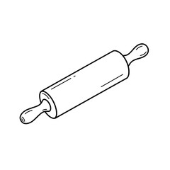 Rolling Pin Illustration: A detailed black and white illustration of a rolling pin, ready for baking, embodying the simplicity of the culinary process.