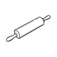 Rolling Pin: A detailed line art illustration of a rolling pin, showcasing the kitchen tool in a simple, yet elegant, monochromatic style.