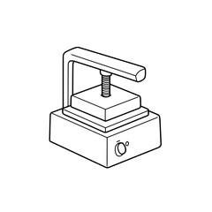 Heating Press illustration: A simple illustration of a heating press, showcasing its functional design and industrial aesthetic. 