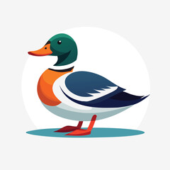Obraz premium Modern Flat Design Icon of a Mallard Duck, Simple Bird and Nature Symbol, AI Generated