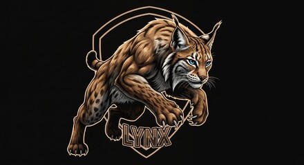 Dynamic Lynx Mascot Illustration in Bold Artistic Style with Fierce Expression and Sharp Claws