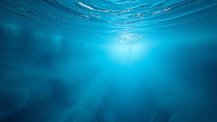 Underwater canyon with cascading blue layers creating a liquid avalanche visible through sonar-like ripples.