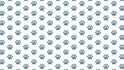 Seamless blue paw print pattern on a clean white background. Ideal for pet-themed designs