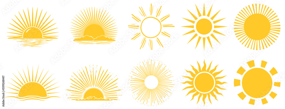 Poster bright sunburst vector collection element vector set