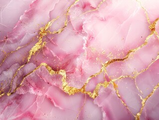 pink marble pattern with soft gold veins, smooth texture, plain background, realistic style, vibrant studio lighting, pastel tones, angled composition with negative space at bottom