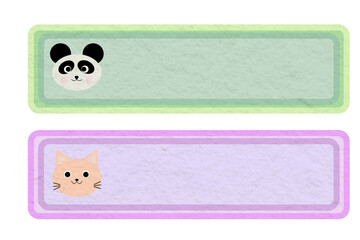 パンダと猫のフレームセット　ペーパーテクスチャ
