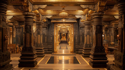 Ornate Interior Of The Swami Narayan Temple